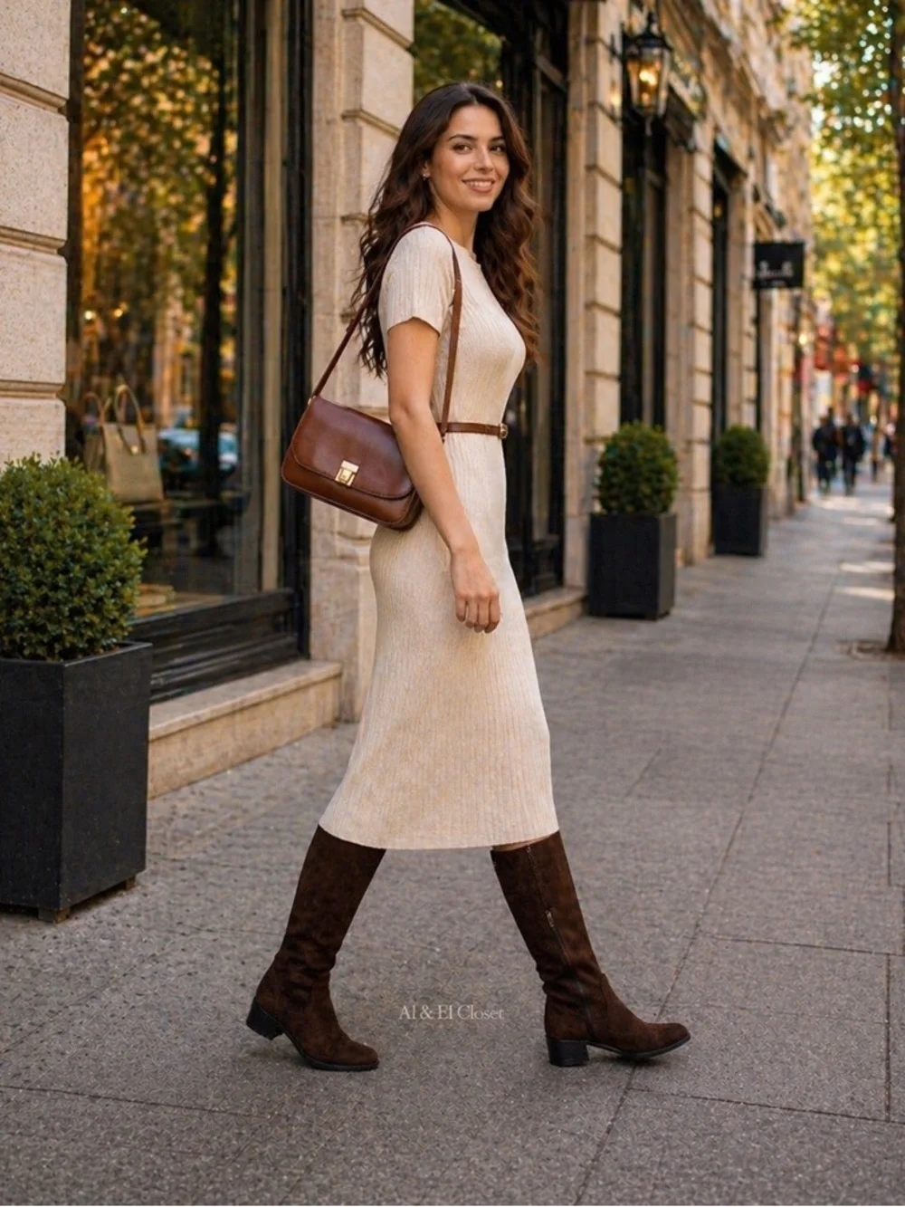 Kenneth Cole New York Stanford Brown Vegan Knee-High Boots Size 7.5 New With Box